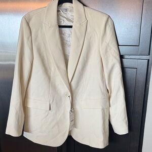 Zara Cream Single-Button Blazer